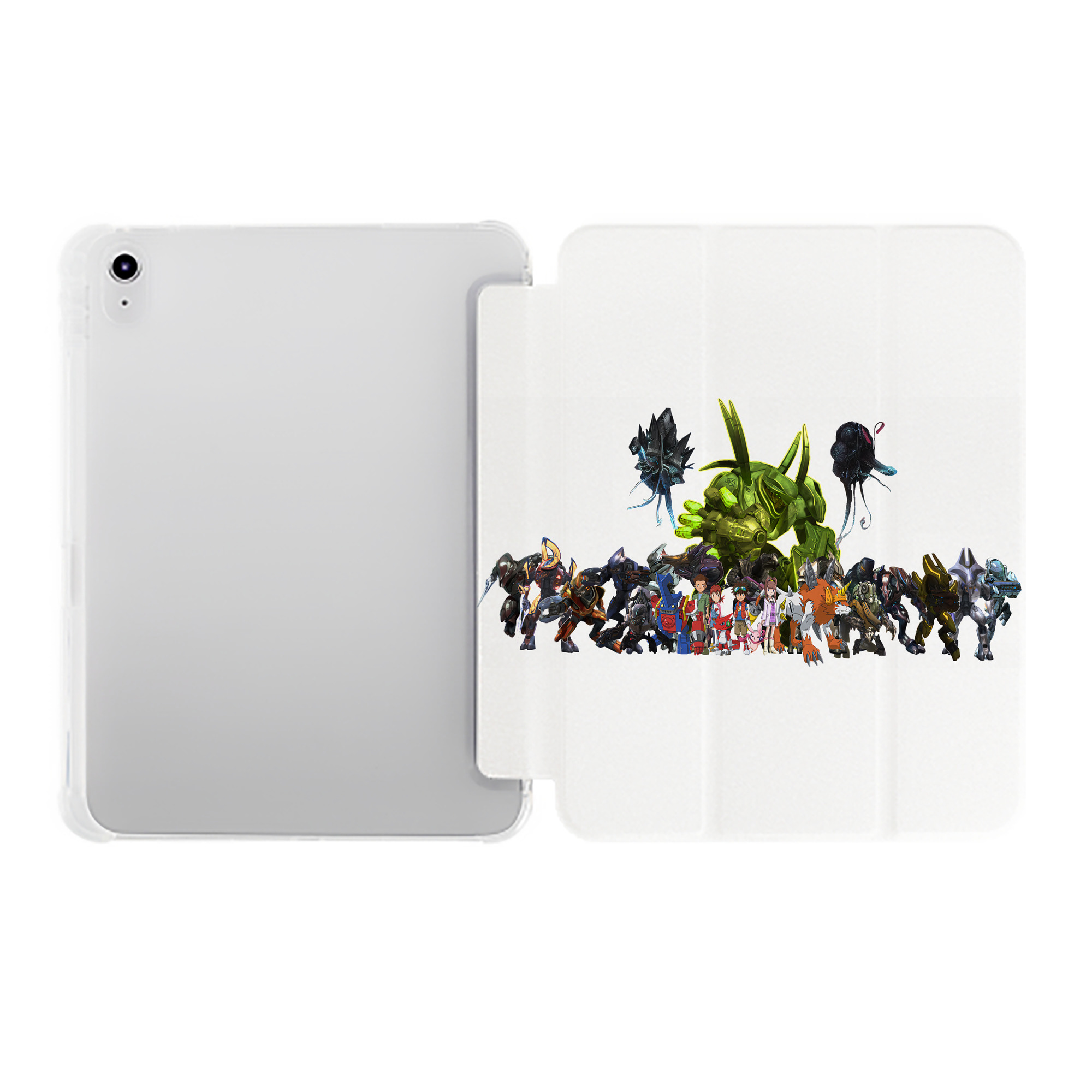 （画像用） Digimon デジタルモンスター/デジモン IPad ケース ペン収納付き 三つ折りスタンド PUレザー×シリコン 対応機種9.5/10.5/10.9インチ